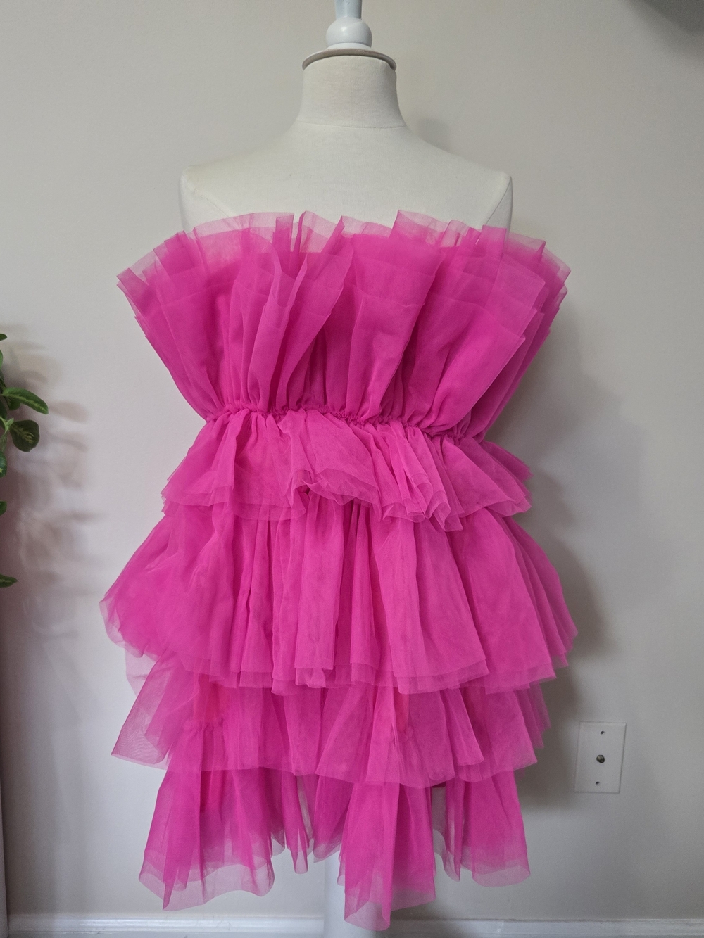 NWT Altar'd State NWT Daria Tiered Pink Strapless Tulle Dress size XL